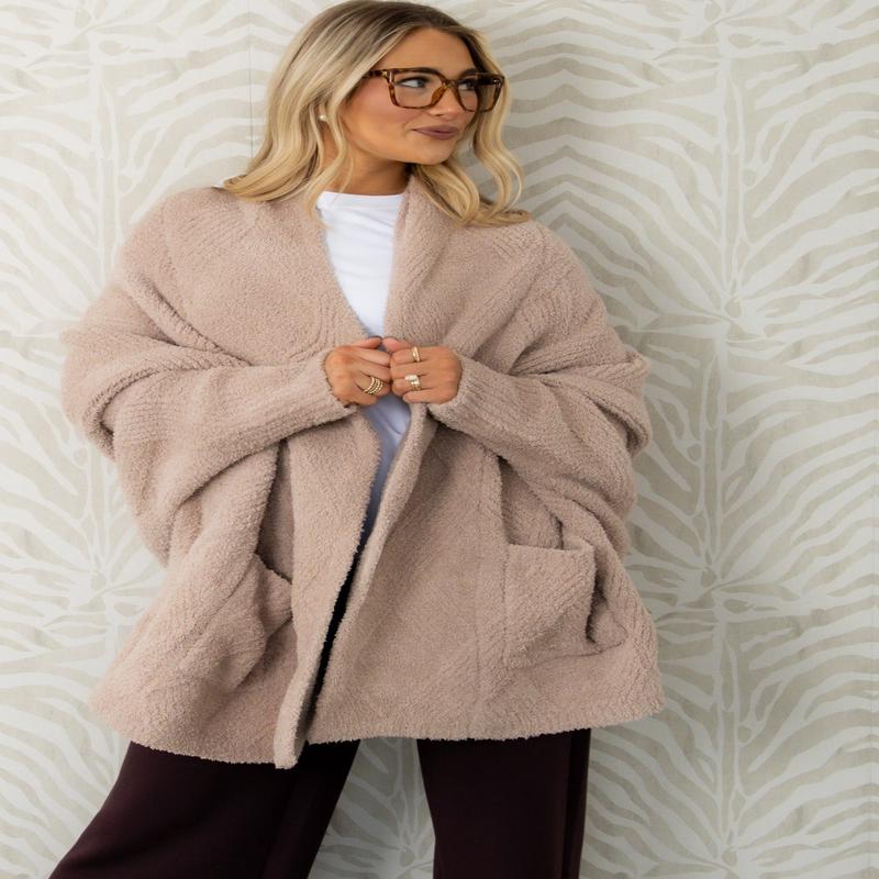 Barefoot Dreams Cozychic Cable Weave Willow Blanket Wrap