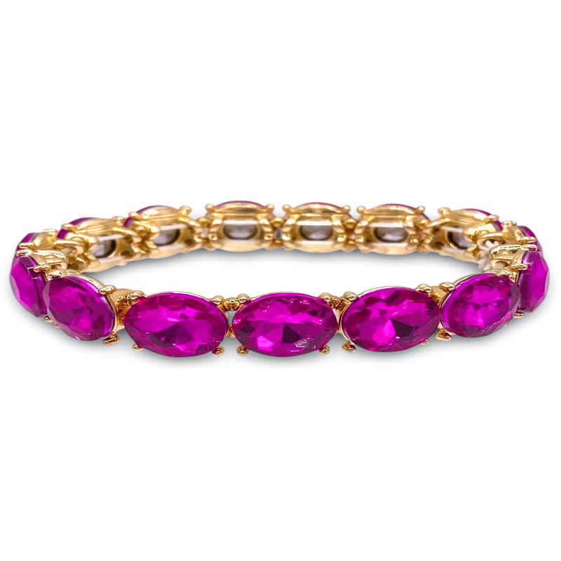 Carmon Fuchsia Rhinestone Stretch  Bracelet