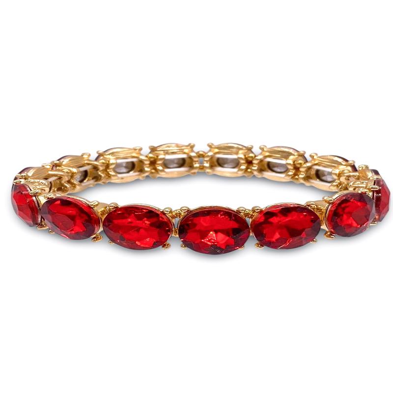 Carmon Red Rhinestone Stretch Bracelet