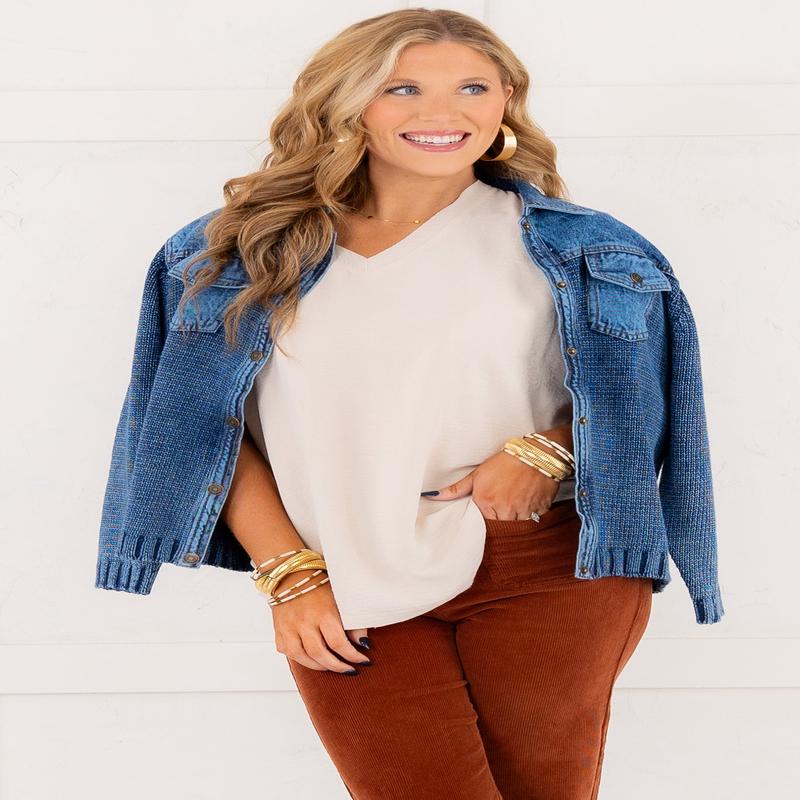 Make Today Happy Blouse - Oatmeal - FINAL SALE