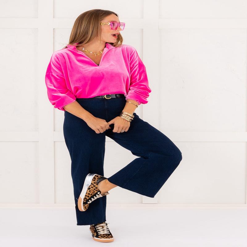 Poppy Pop Over Blouse - Fuchsia | Emily McCarthy