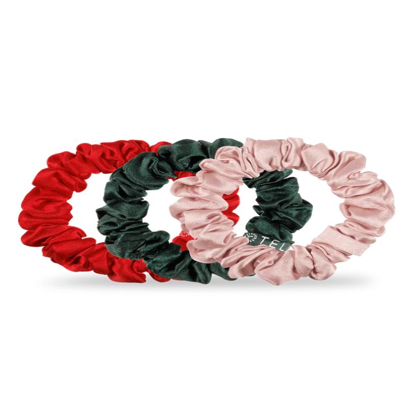 Small Scrunchie Set 3 Pack - Poinsettia - FINAL SALE
