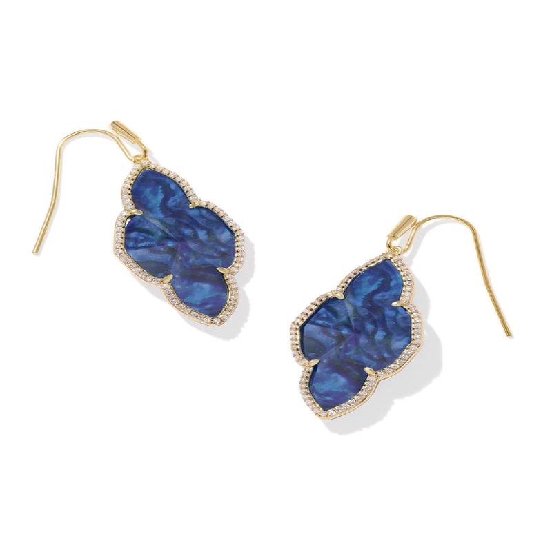 Abbie Pave Frame Drop Earrings - Gold Navy Abalone | Kendra Scott