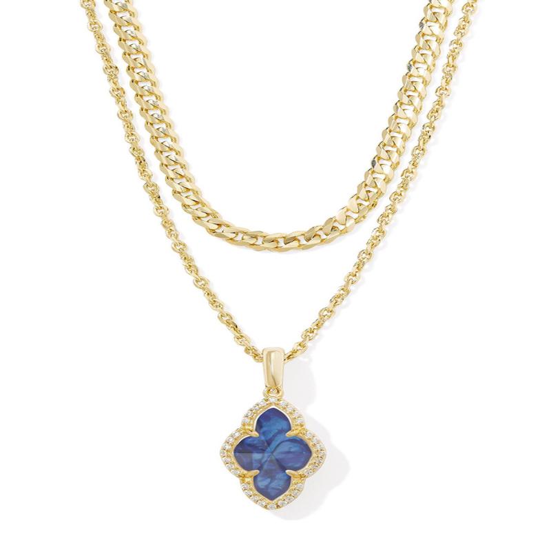 Abbie Pave Frame Necklace - Gold Navy Abalone | Kendra Scott - FINAL SALE