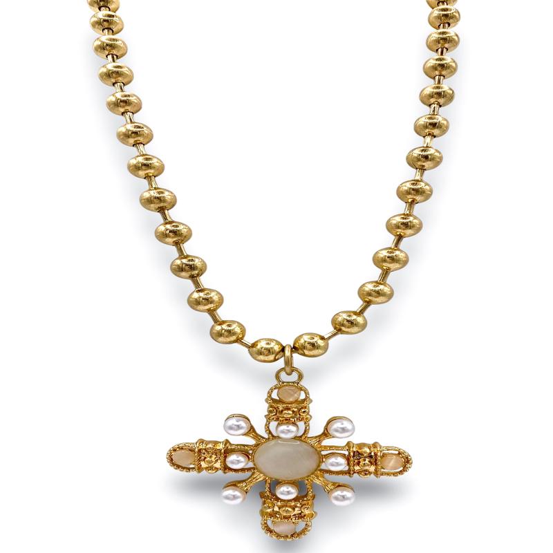 Cora White Cross Statement Necklace
