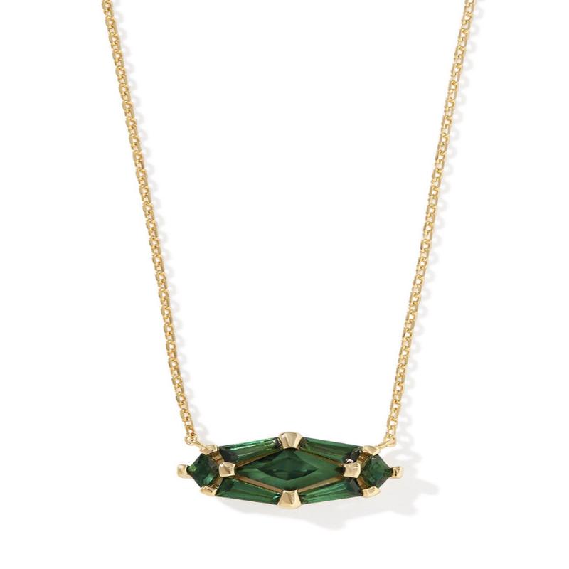 Lindy Rae Short Pendant Necklace - Gold Green Crystal | Kendra Scott