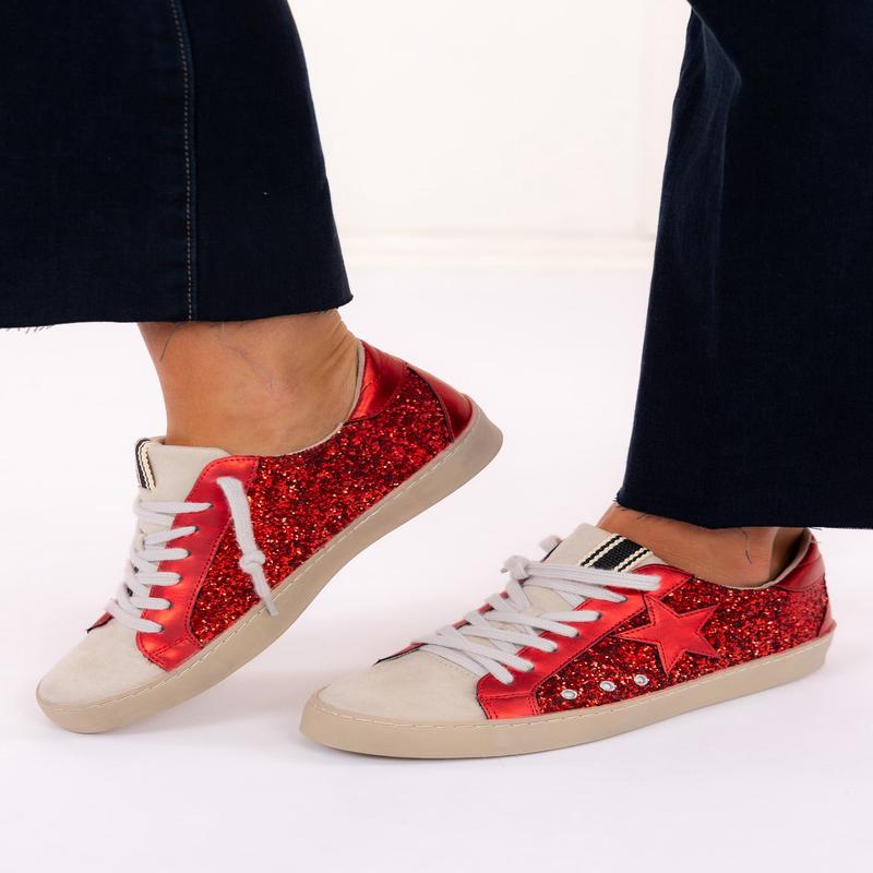 Paula Sneaker - Red Glitter