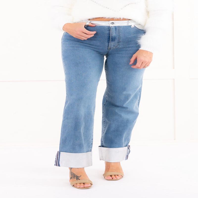 Silver Foil Wide Straight Jean - FINAL SALE