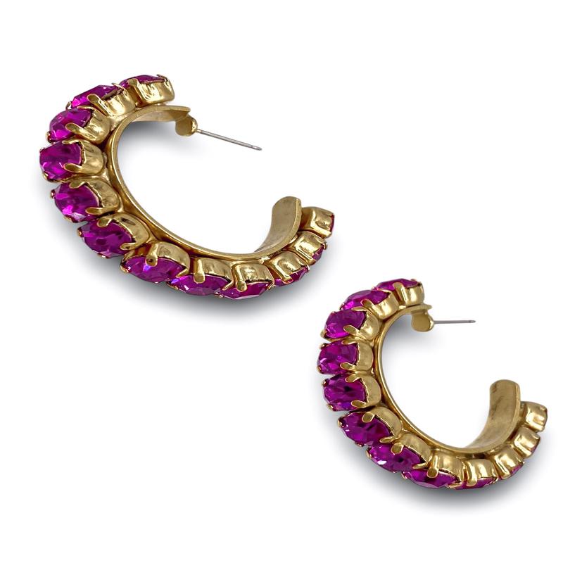 TOVA Jubilee Gold Fuchsia Hoop Earrings - FINAL SALE
