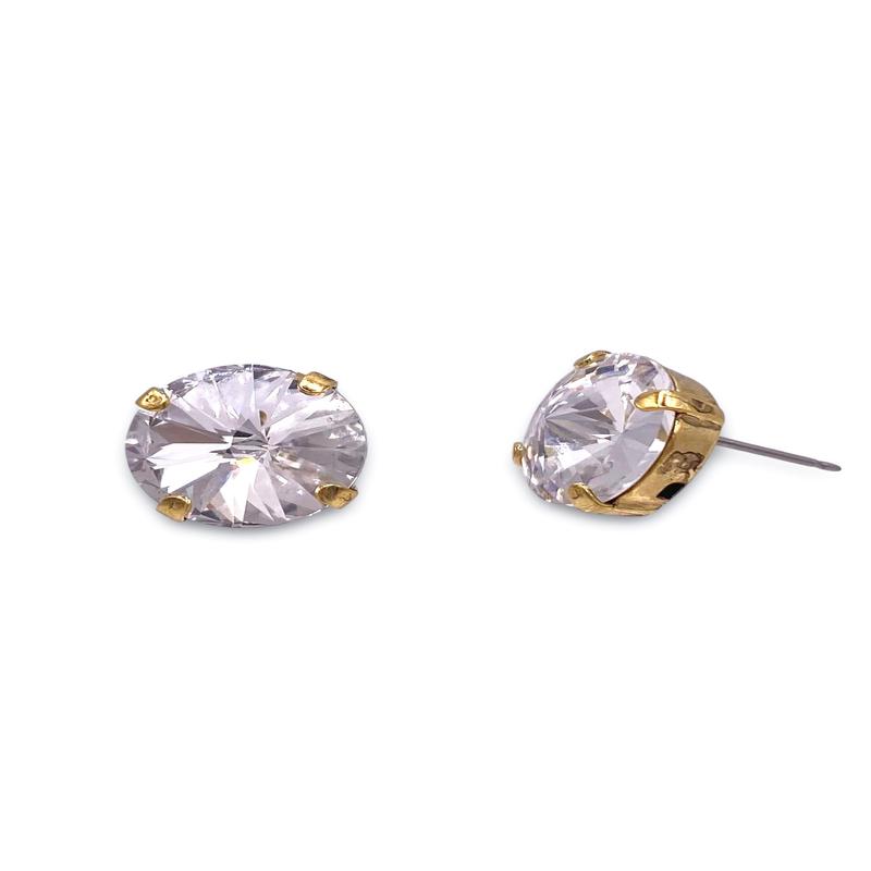TOVA The Basics Gold Clear Stud Earrings