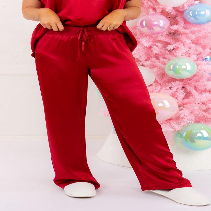 Jolie Satin Pant - Red | PJ Harlow - FINAL SALE