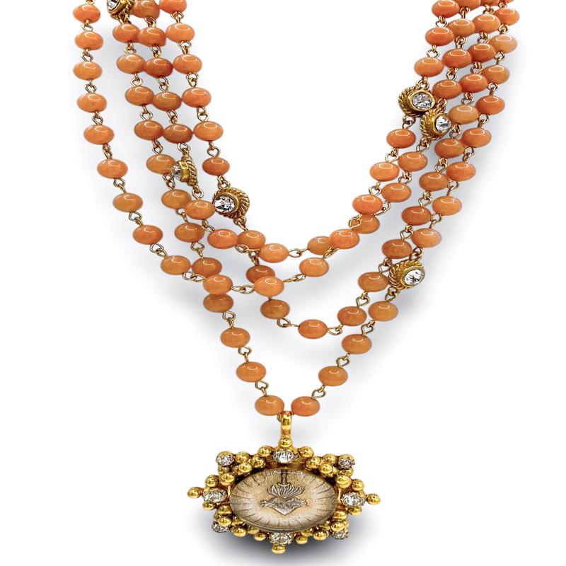 Magdalena Carnelian Necklace - Cloister Sacred Heart Medallion | Virgins Saints & Angels - DOORBUSTER