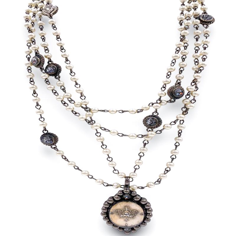 Magdalena Pearl Necklace - Gunmetal - Bespoke Royal Crown | Virgins Saints & Angels