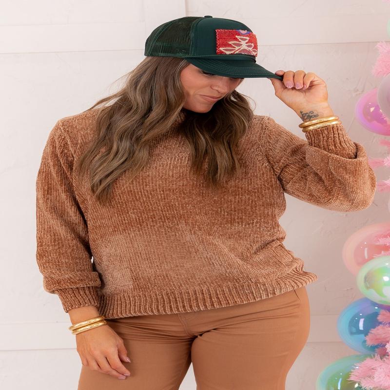 Walk Away Chenille Sweater - Deep Camel - FINAL SALE