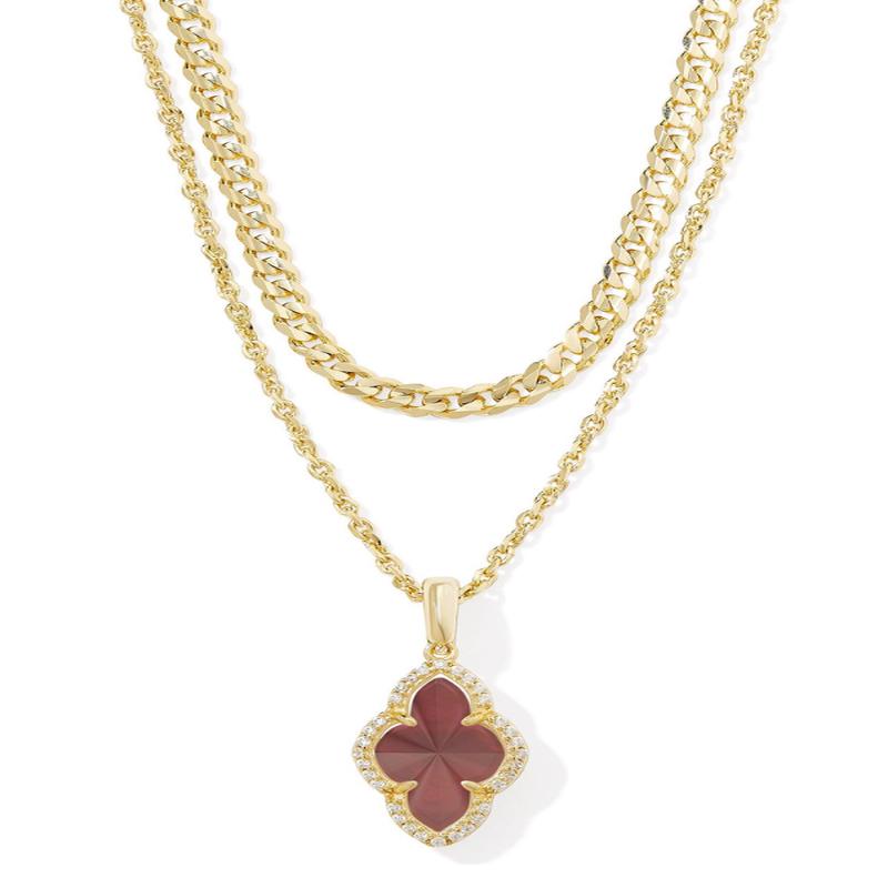 Abbie Pave Frame Necklace - Gold Cranberry Illusion | Kendra Scott