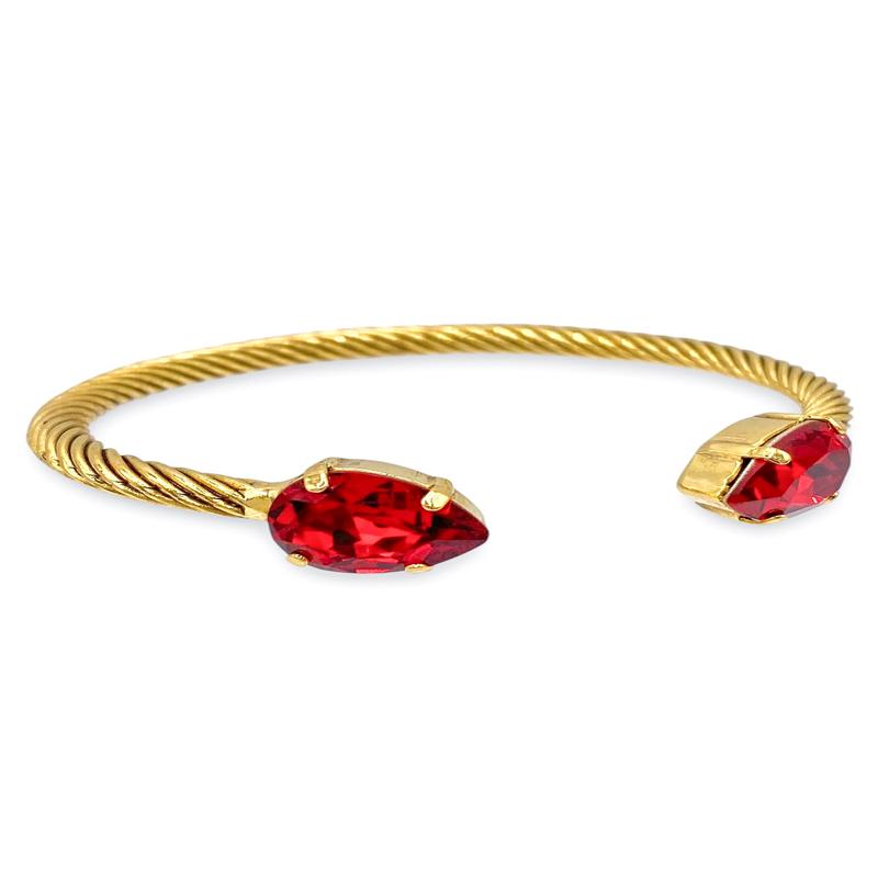 Charlotte Red Pear Cut Cuff Bracelet | TOVA - FINAL SALE