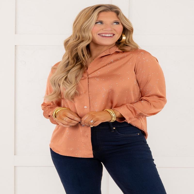 Hot Fix Button Down Blouse - FINAL SALE