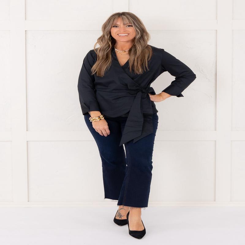 Salina Black Long Sleeve Wrap Top - FINAL SALE