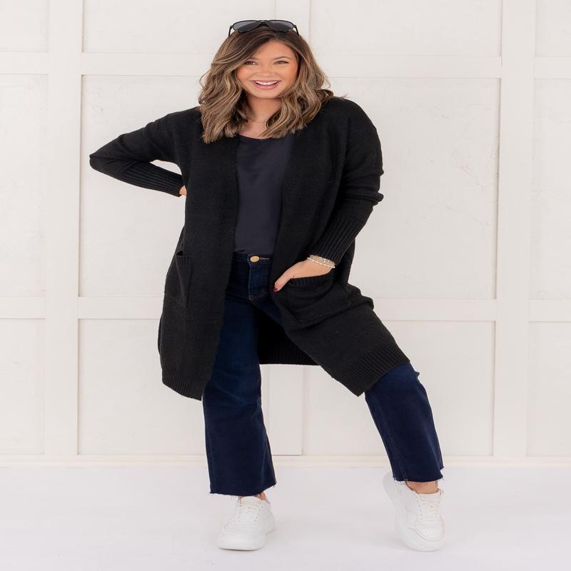 Seeing The Good Long Sleeve Cardigan - Black - FINAL SALE