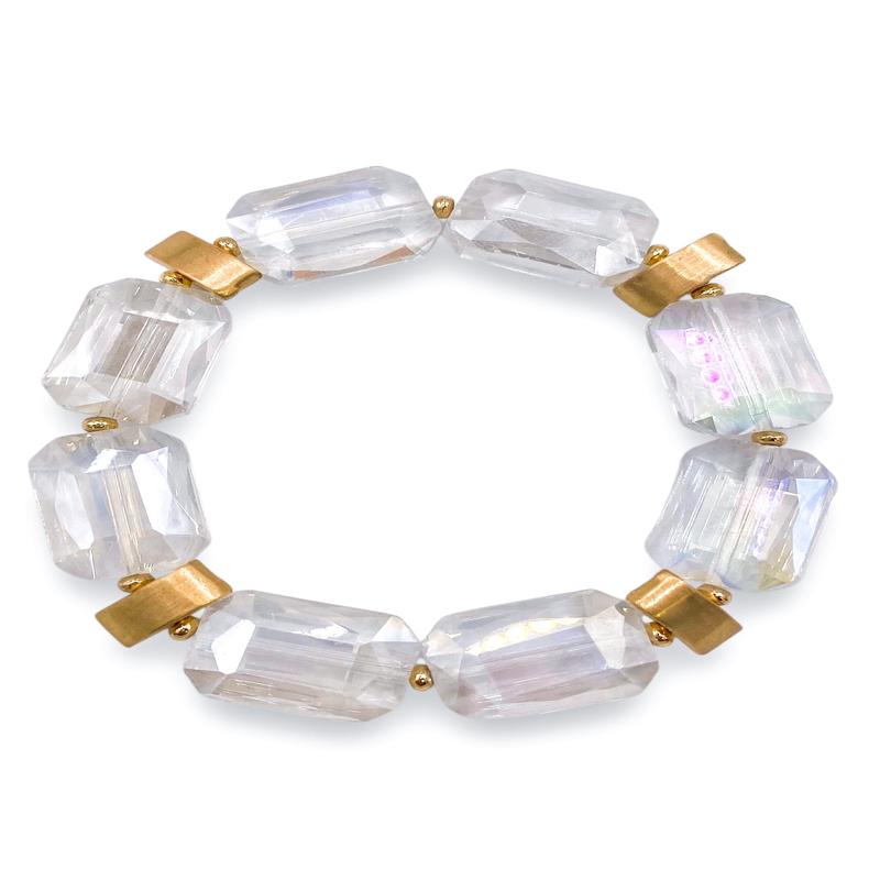 Through The Looking Glass White Stretch Bracelet