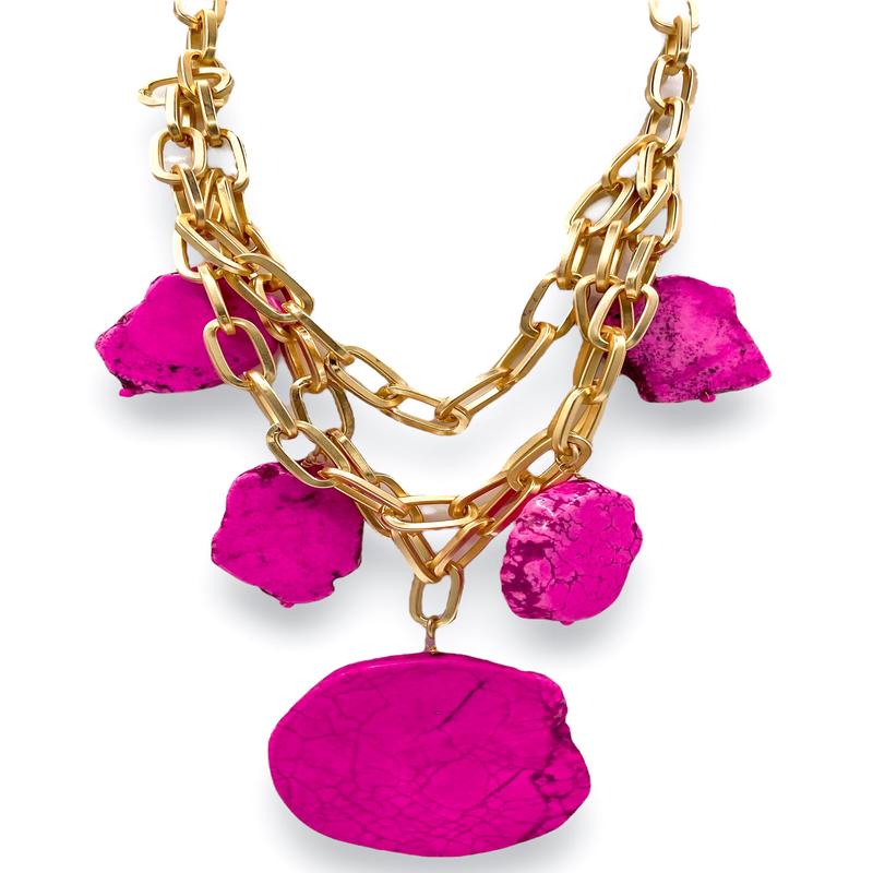 Time and Space Necklace - Fuchsia - FINAL SALE