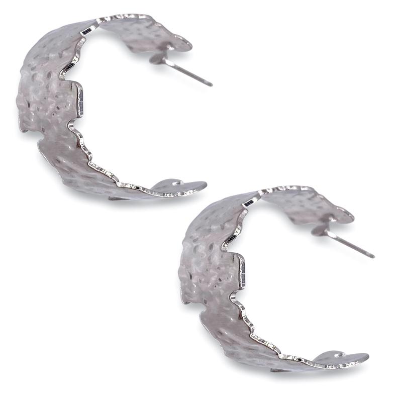 Turn Of Events Rhodium Hoop Earrings