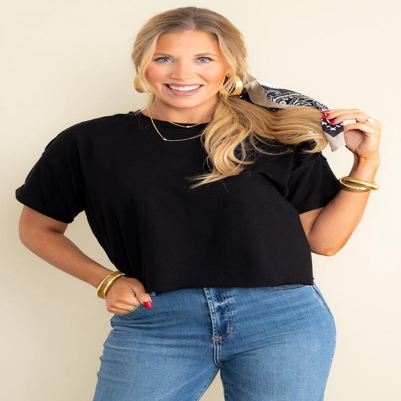 Blake Short Sleeve Black Boxy Tee - FINAL SALE