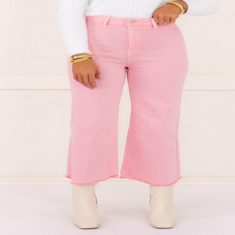 Freya Cropped Pant - Pink - FINAL SALE