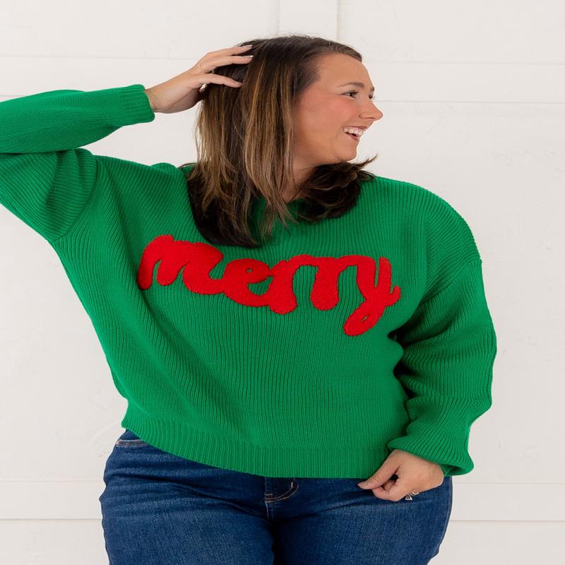 Merry Long Sleeve Sweater - Hunter Green - FINAL SALE