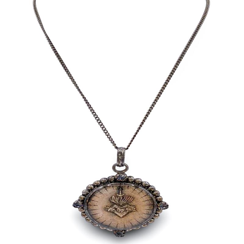 Santa Monica Sacred Heart Necklace - Gunmetal | Virgins Saints & Angels - DOORBUSTER