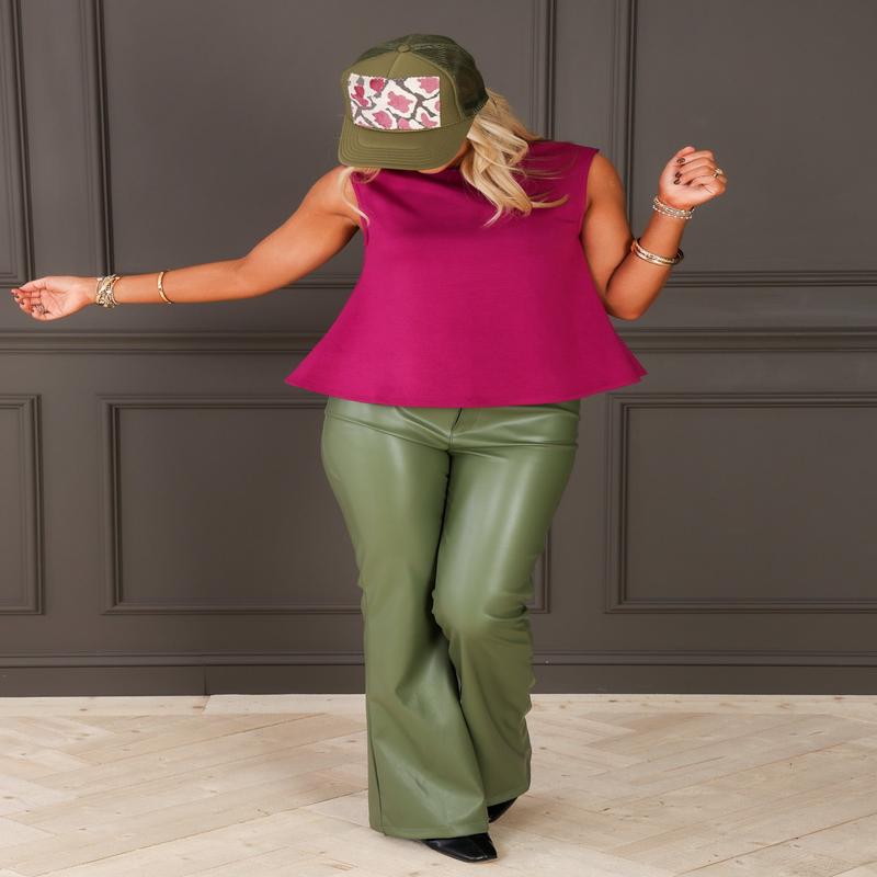 Around the City Plum Peplum Sleeveless Top