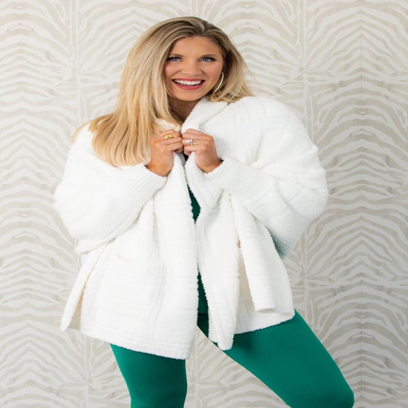 Barefoot Dreams Pearl CozyChic Plaid Blanket Wrap