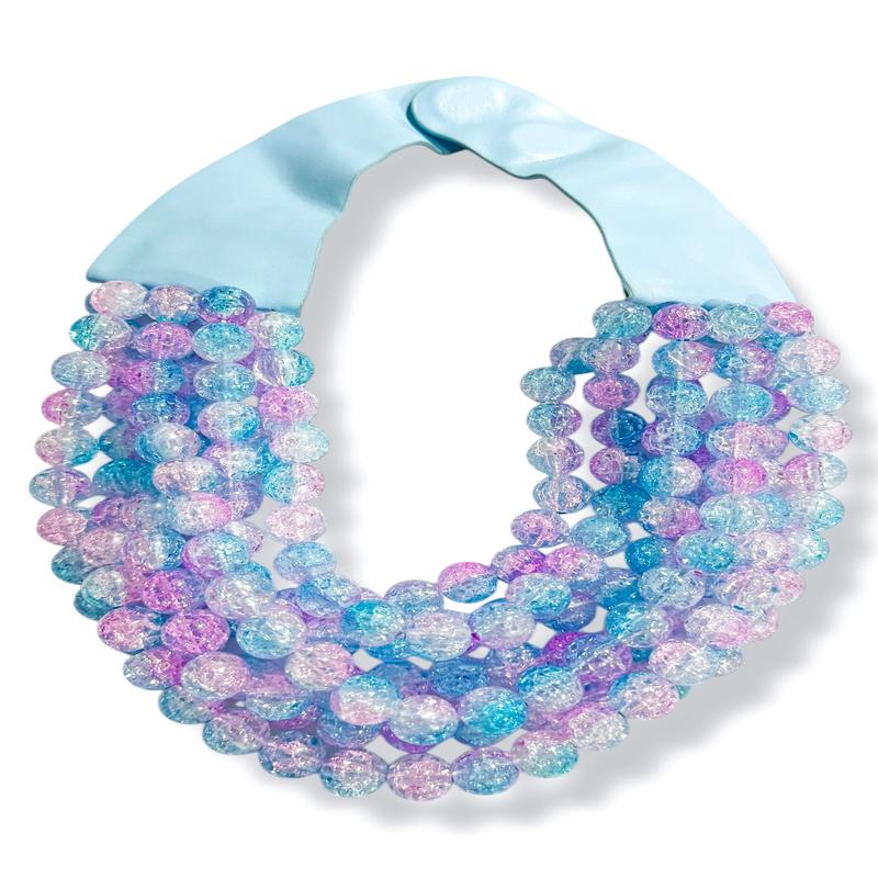 Carla Blue and Purple Smooth Bead Statement Necklace