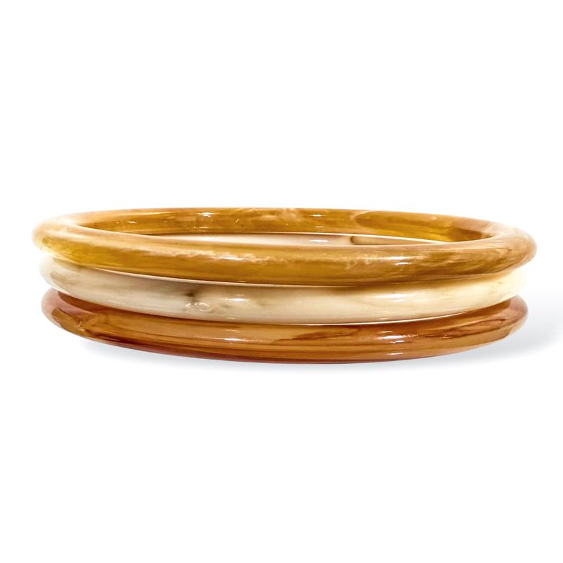 DOORBUSTER Passing Time Brown Acrylic Bangle Bracelet Set