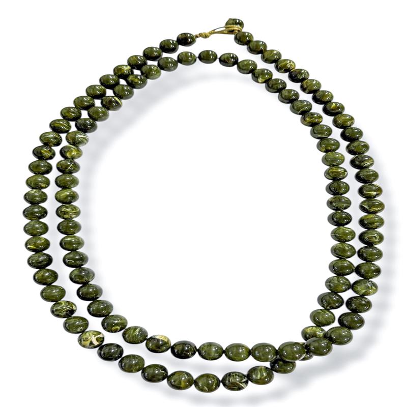 Down To Nothing Green Marble Beaded Long Necklace