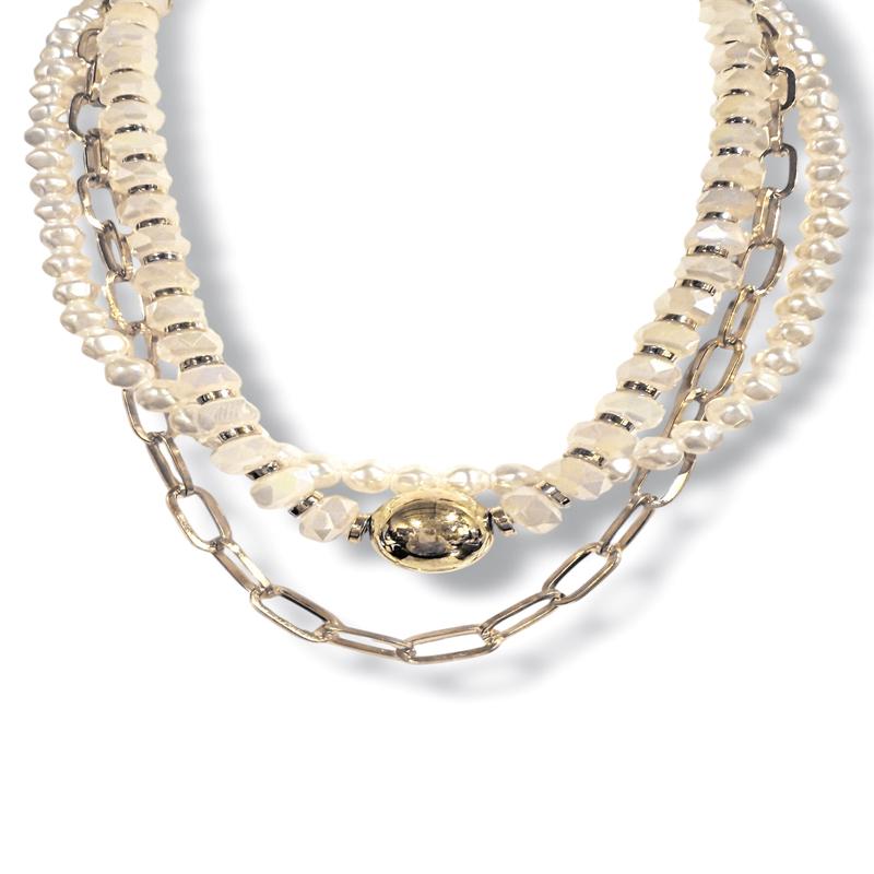 For the Record Opal Glass Bead & Multi Layered Necklace