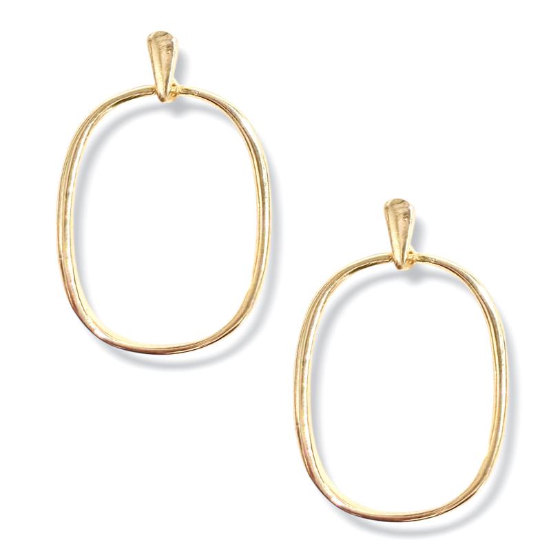 Letting Go Gold Oval Dangle Earrings