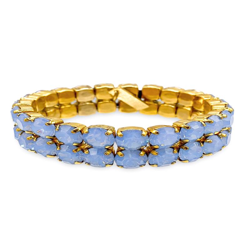 Olivia 2 Strand Light Sapphire Opal Stretch Bracelet | TOVA
