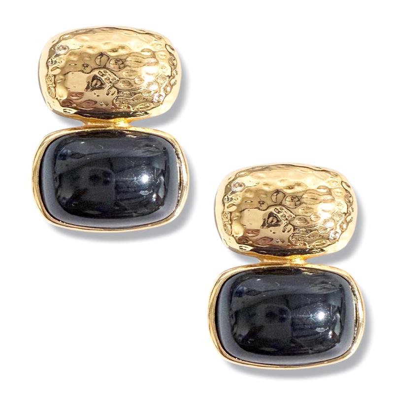 On The Move Black Square Drop Earrings