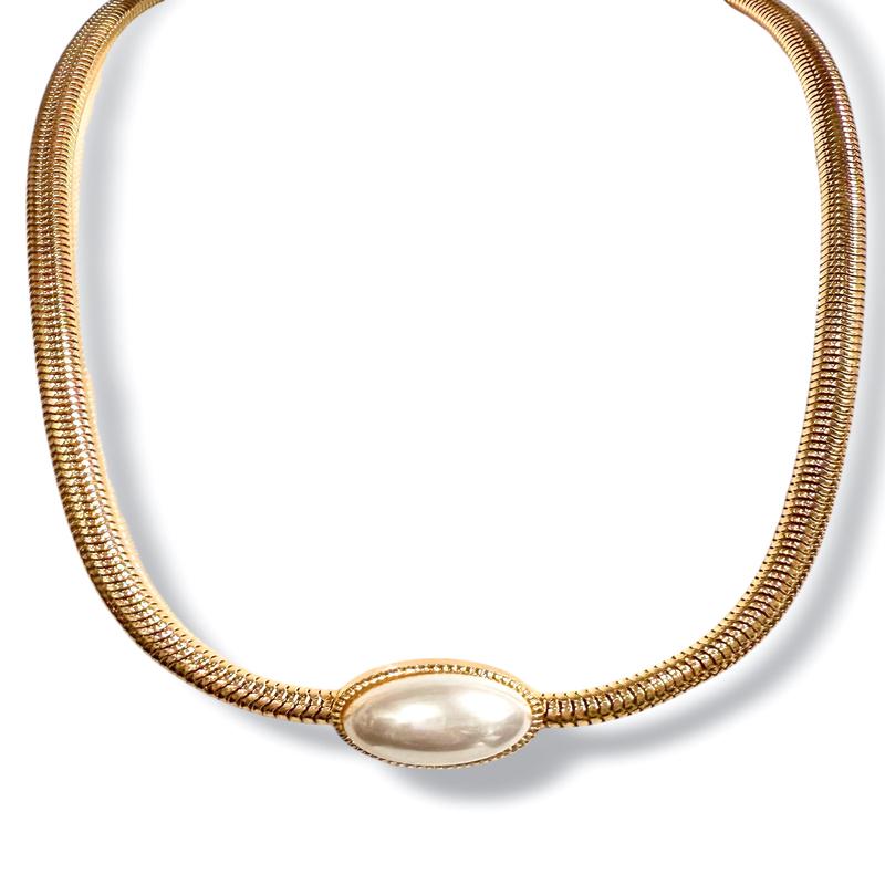 Out Of My League Pearl & Snake Chain Necklace