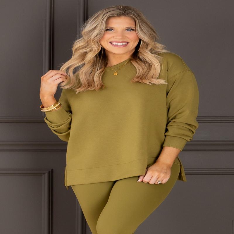 Spanx Airessentials Olivine Long Sleeve Top