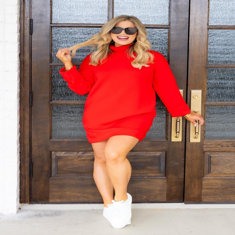 SPANX Airessentials Red Turtleneck Long Sleeve Dress
