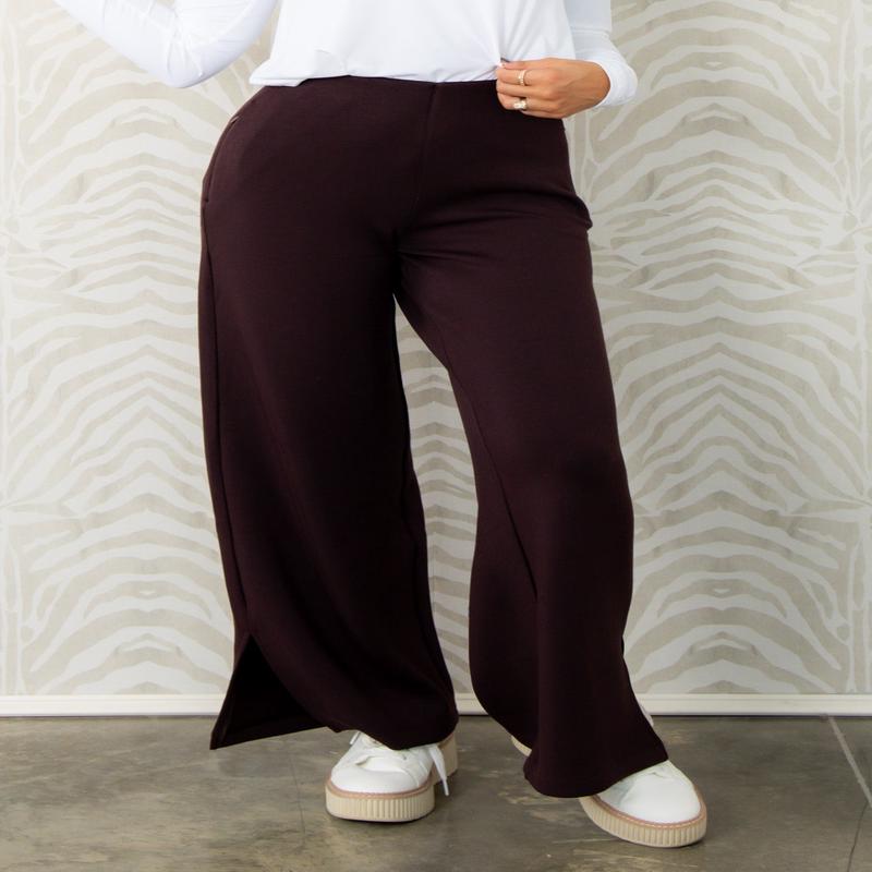 Spanx Airessentials Truffle Brown Smooth Front Wide Leg Pant