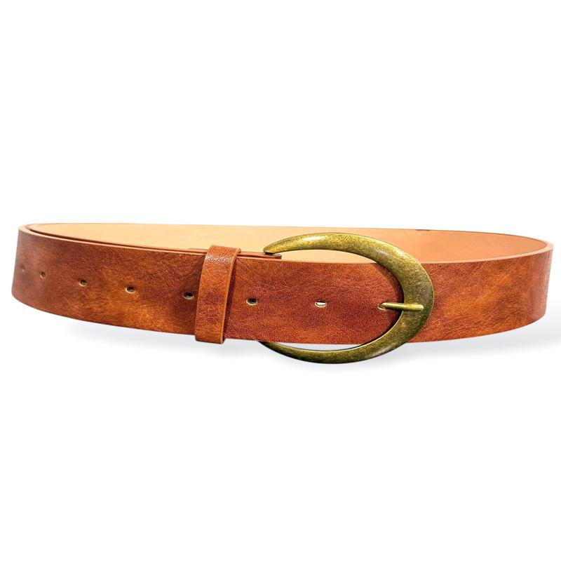 The Fate Dark Cognac Crescent Moon Buckle Belt