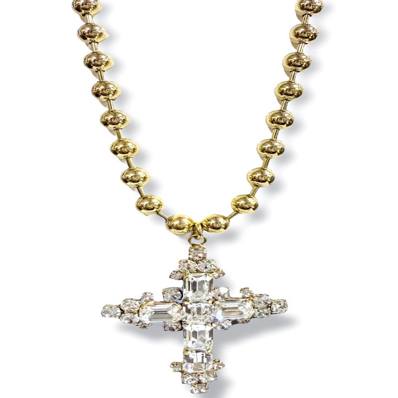 TOVA Ashley Cross Ball Chain Necklace