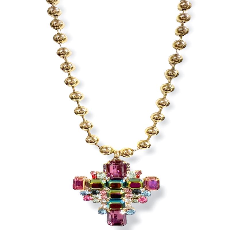 TOVA Melissa Cross Ball Chain Necklace