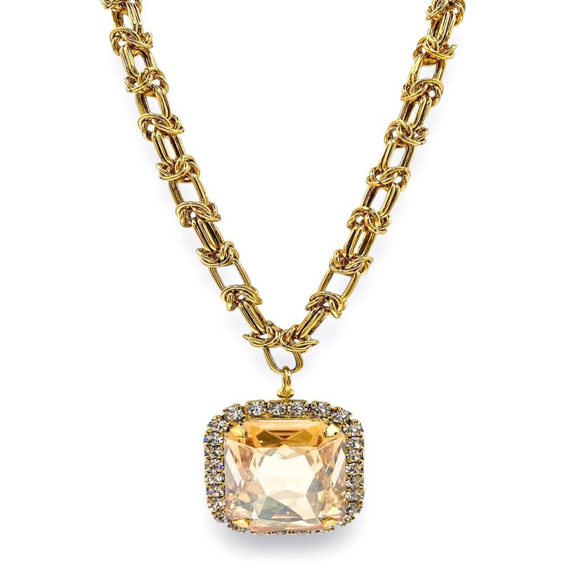 TOVA Soleil Gold Crystal Pendant Chain Necklace