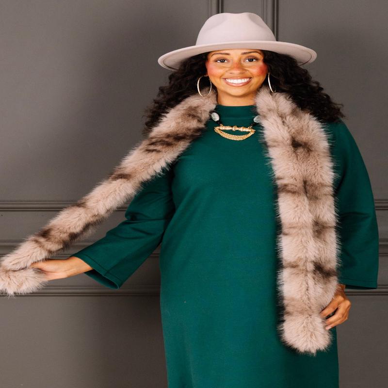 Wrap Me Up Khaki Faux Fur Scarf