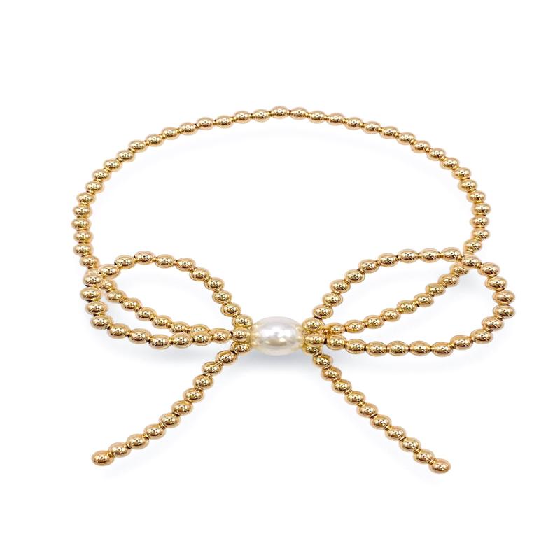 Beaded Blondes Gold Extended Bow Bracelet