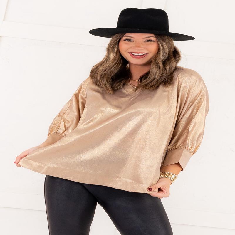 Caught Your Eye Top - Taupe - FINAL SALE